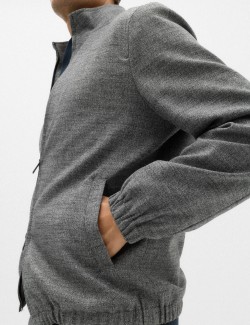 Regular Fit Textured Funnel Neck Suit Jacket