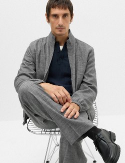 Regular Fit Textured Funnel Neck Suit Jacket