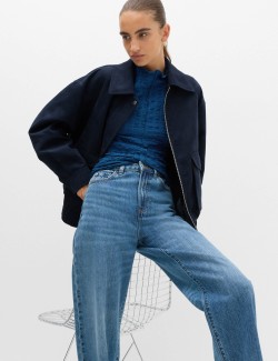Long Sleeve Funnel Neck Textured Top