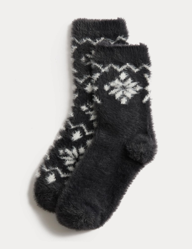 2pk Cosy Fairisle Ankle High Socks