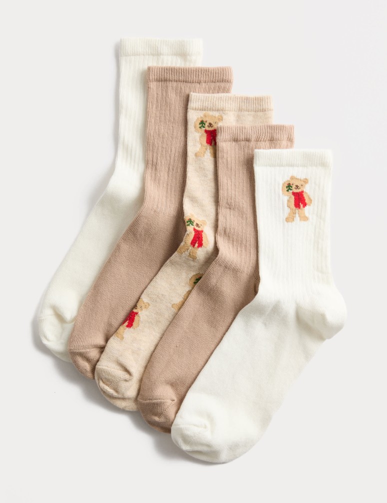 5pk Cotton Rich Spencer Bear™ Ankle High Socks