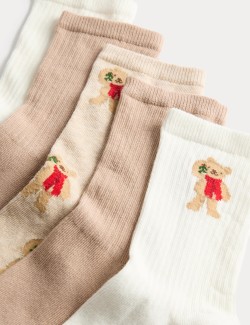 5pk Cotton Rich Spencer Bear™ Ankle High Socks