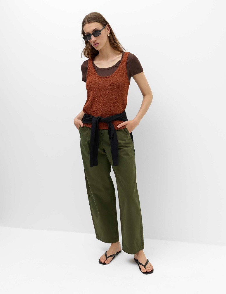 Pure Cotton Barrel Leg trouser