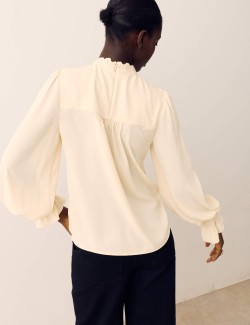 Broderie High Neck Blouse