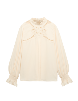 Broderie High Neck Blouse