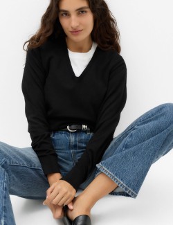 V Neck Relaxed Jumper with Wool
