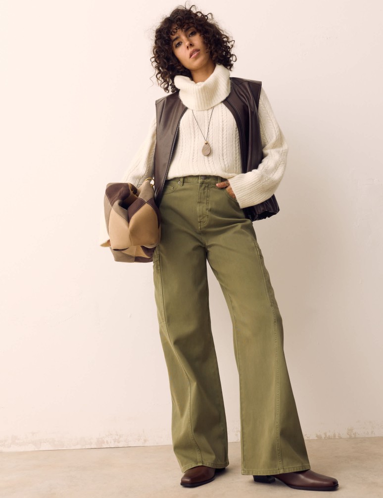 Pure Cotton Cargo Straight Leg Trousers