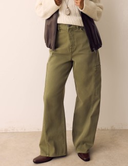 Pure Cotton Cargo Straight Leg Trousers