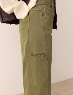 Pure Cotton Cargo Straight Leg Trousers
