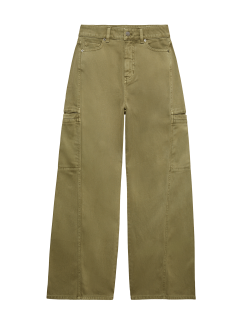 Pure Cotton Cargo Straight Leg Trousers