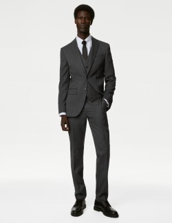 Slim Fit Stretch Textured Suit Jacket