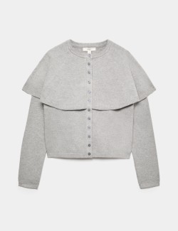 Air-Yarn Crew Neck Cape Slim Fit Cardigan