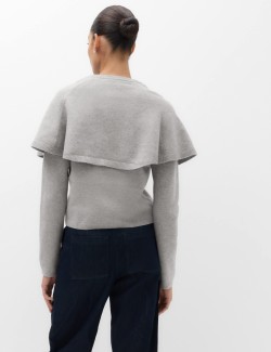 Air-Yarn Crew Neck Cape Slim Fit Cardigan