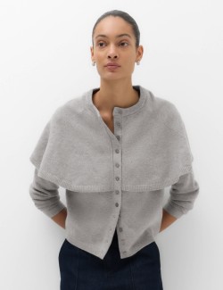 Air-Yarn Crew Neck Cape Slim Fit Cardigan