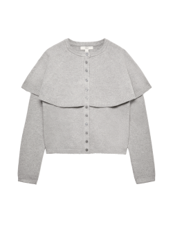 Air-Yarn Crew Neck Cape Slim Fit Cardigan