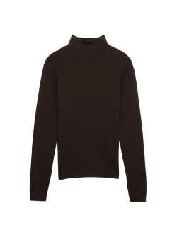 Funnel Neck Fitted Knitted Top With Wool