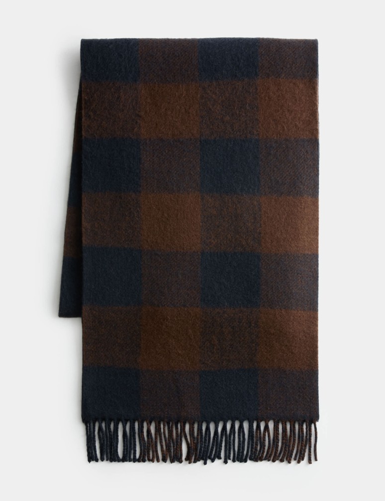 Wool Blend Checked Scarf