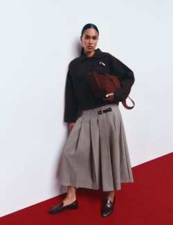 Pleated Midi Wrap Kilt