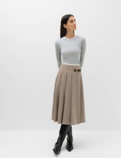 Pleated Midi Wrap Kilt