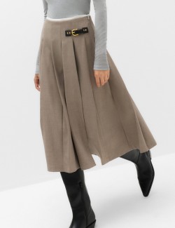 Pleated Midi Wrap Kilt