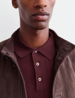 Merino Wool Rich Knitted Polo Shirt with Silk
