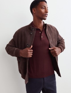 Merino Wool Rich Knitted Polo Shirt with Silk