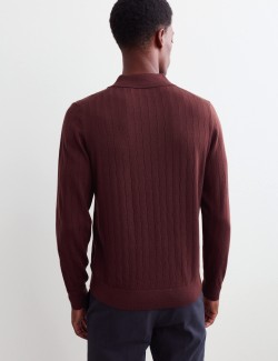 Merino Wool Rich Knitted Polo Shirt with Silk