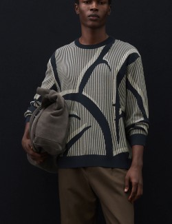 Oversized Fit Abstract Floral Crew Neck Jumper