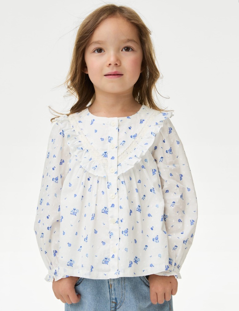 Pure Cotton Ditsy Floral Top (2-8 Yrs)