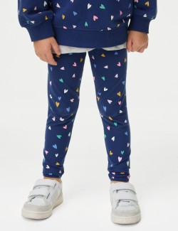 Cotton Rich Heart Print Leggings (2-8 Yrs)