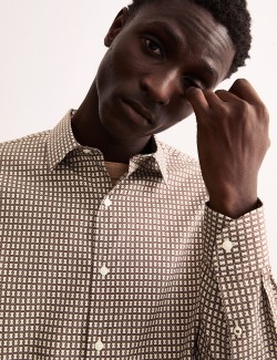 Pure Cotton Geometric Print Shirt