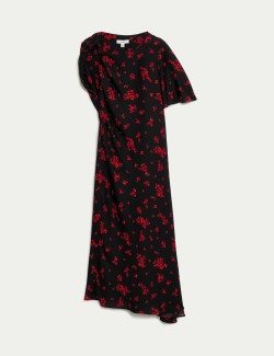 Floral Round Neck Midi ColumnDress