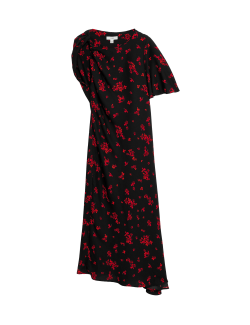 Floral Round Neck Midi ColumnDress