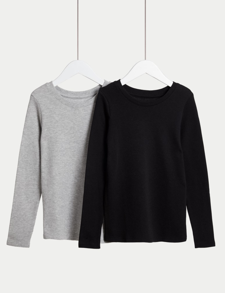 2pk Thermal Cotton Blend Tops (2-14 Yrs)