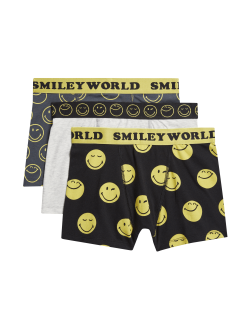 3pk Cotton with Stretch SmileyWorld™ Trunks (5-16 Yrs)