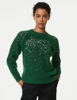 Sequin Crew Neck Jumper