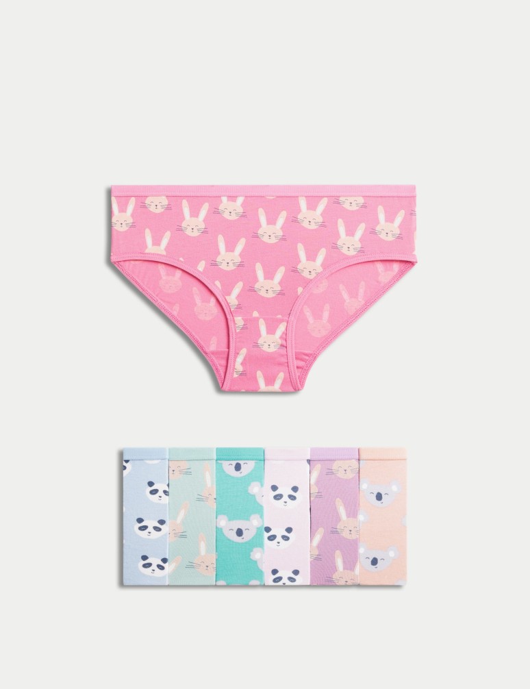 7pk Cotton with Stretch Animal Knickers (2-12 Yrs)