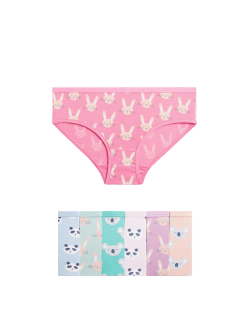 7pk Cotton with Stretch Animal Knickers (2-12 Yrs)