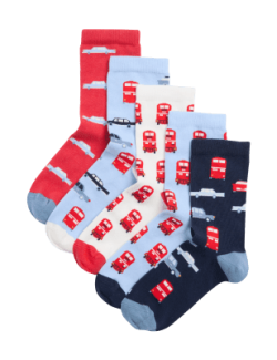 5pk Cotton Rich Transport Socks (6 Small - 7 Large)