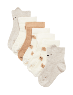 7pk Cotton Rich Spencer Bear™ Baby Socks (0-3 Yrs)