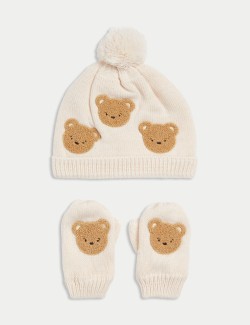 Kids' 2pc Spencer Bear™ Hat & Mittens Set (0-3 Yrs)