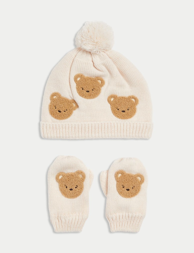 Kids' 2pc Spencer Bear™ Hat & Mittens Set (0-3 Yrs)