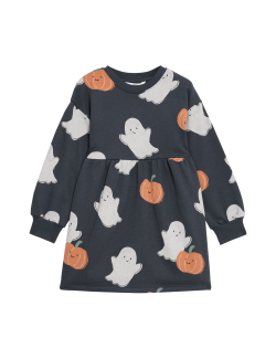 Cotton Rich Ghost and Pumpkin Dress (2-8 Yrs)