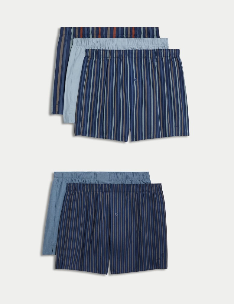 5pk Pure Cotton Striped Woven Boxers