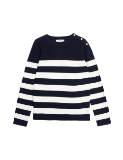 Soft Touch Striped Button Detail Jumper