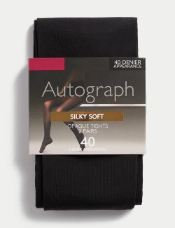 2pk 40 Denier Opaque Tights