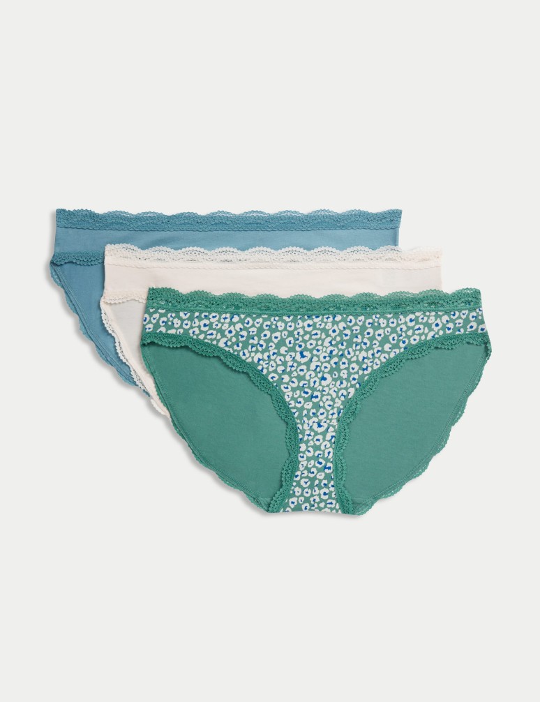 3pk Cotton Rich Printed Bikini Knickers