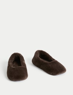 Faux Fur Ballerina Slippers