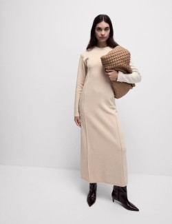 Jersey Round Neck Midi Column Dress