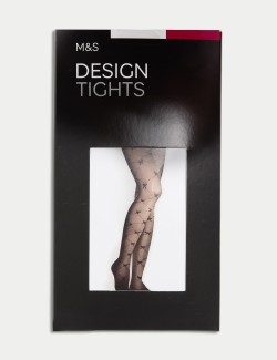 Sheer Bow Diamond Tights